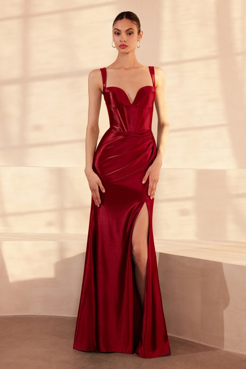 satin dress with thick straps THICK STRAP CUT OUT SIDE WEDDING GOWN
