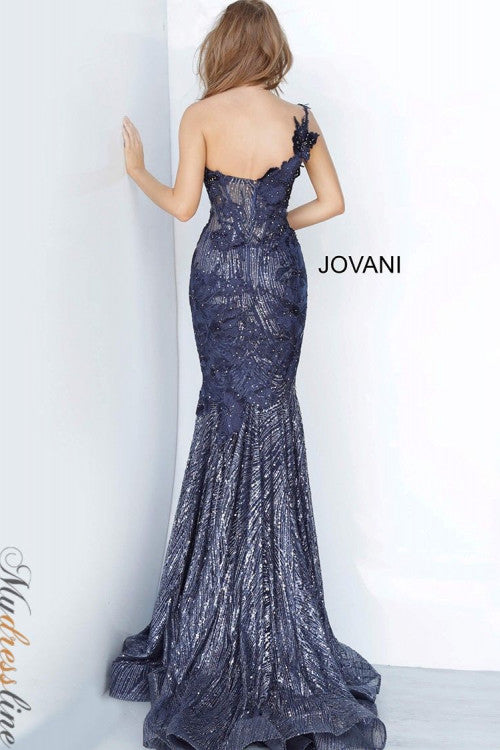 Jovani 02445 one shoulder fitted long dress