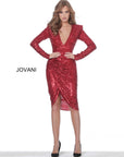 Jovani 04257 long sleeve sequin short dress