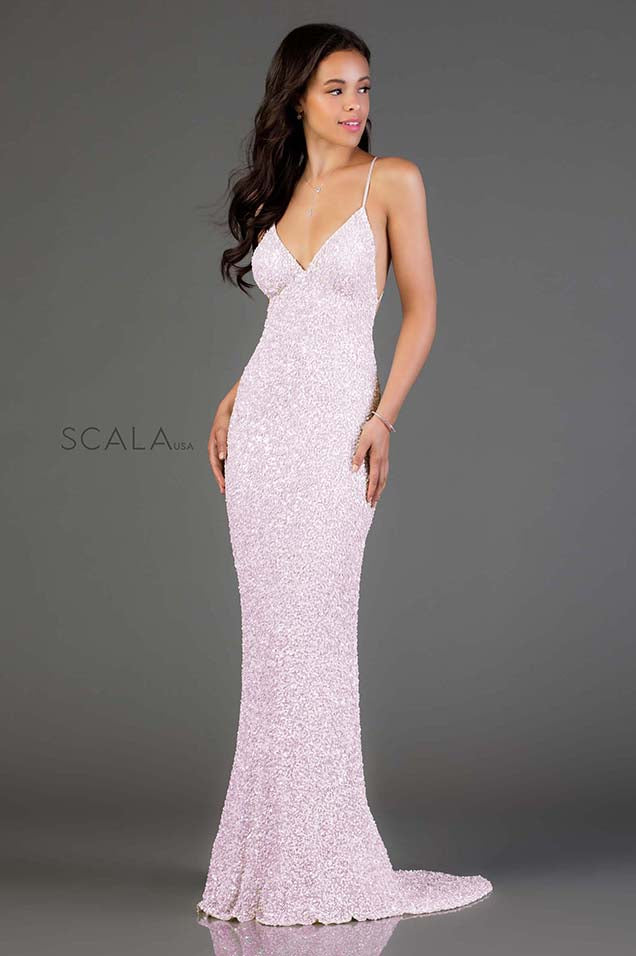 Scala 47551 red low back sequin evening gown and prom dress – Mia Bella Couture