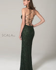 scala 60100 forest green sequins prom dress