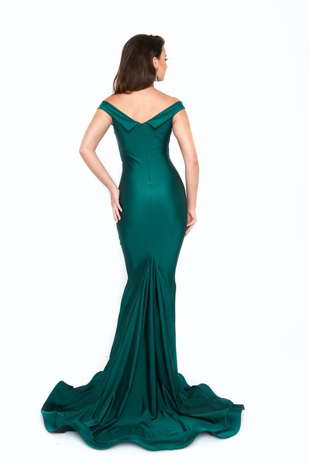 Atria 6519H Off The Shoulder Green Evening Dress XX-Large / Navy Atria 6519H Off The Shoulder Green Evening Dress XX-Large / Navy