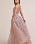 rose gold lace prom dress