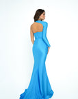 atria 6301H blue long sleeve prom and pageant dress