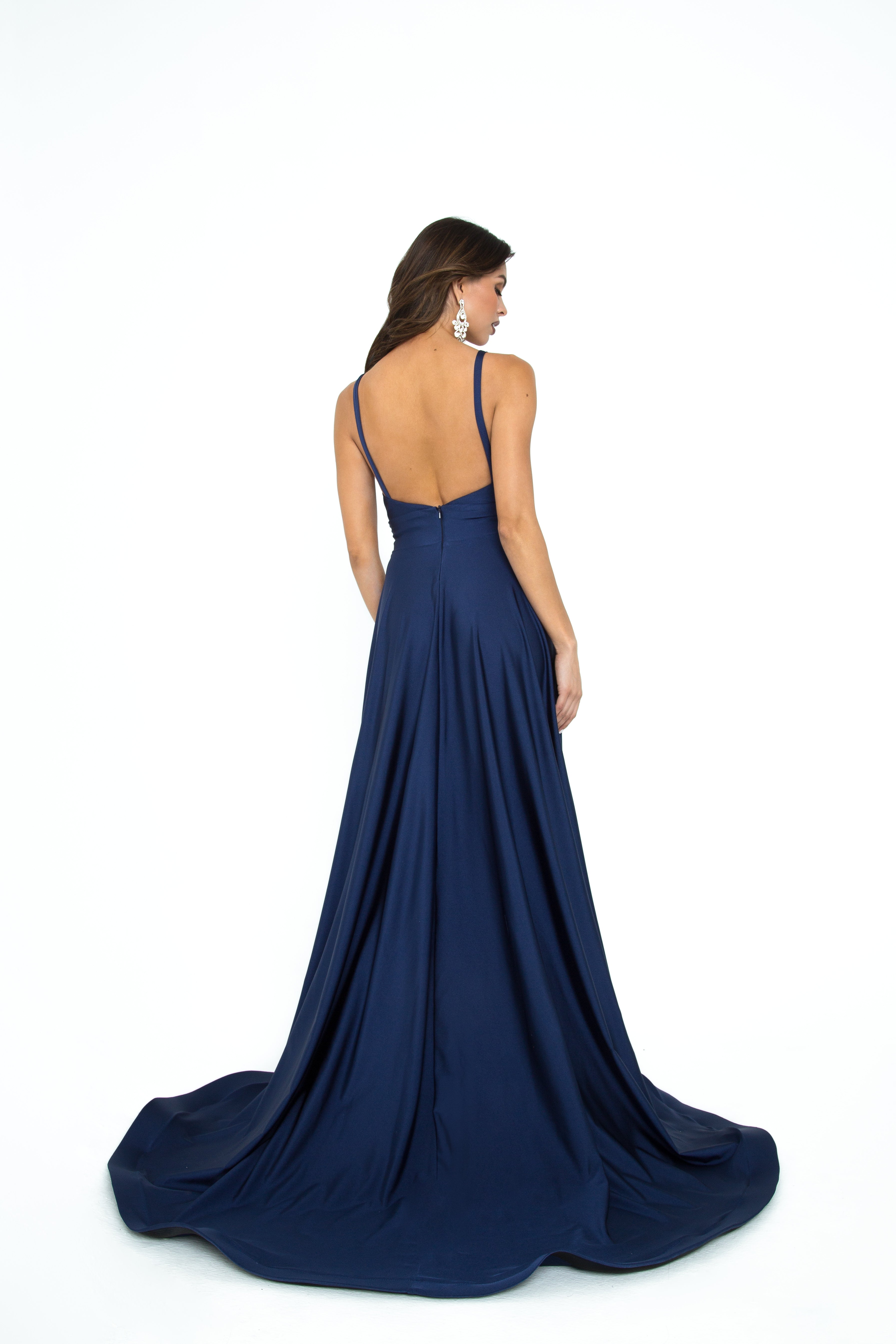 Atria Style 6505H Navy Blue Sweetheart Neckline Stretch Jersey Long Dress Medium / Cobalt Atria Style 6505H Navy Blue Sweetheart Neckline Stretch Jersey Long Dress Medium / Cobalt