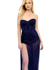 sexy navy blue prom dress