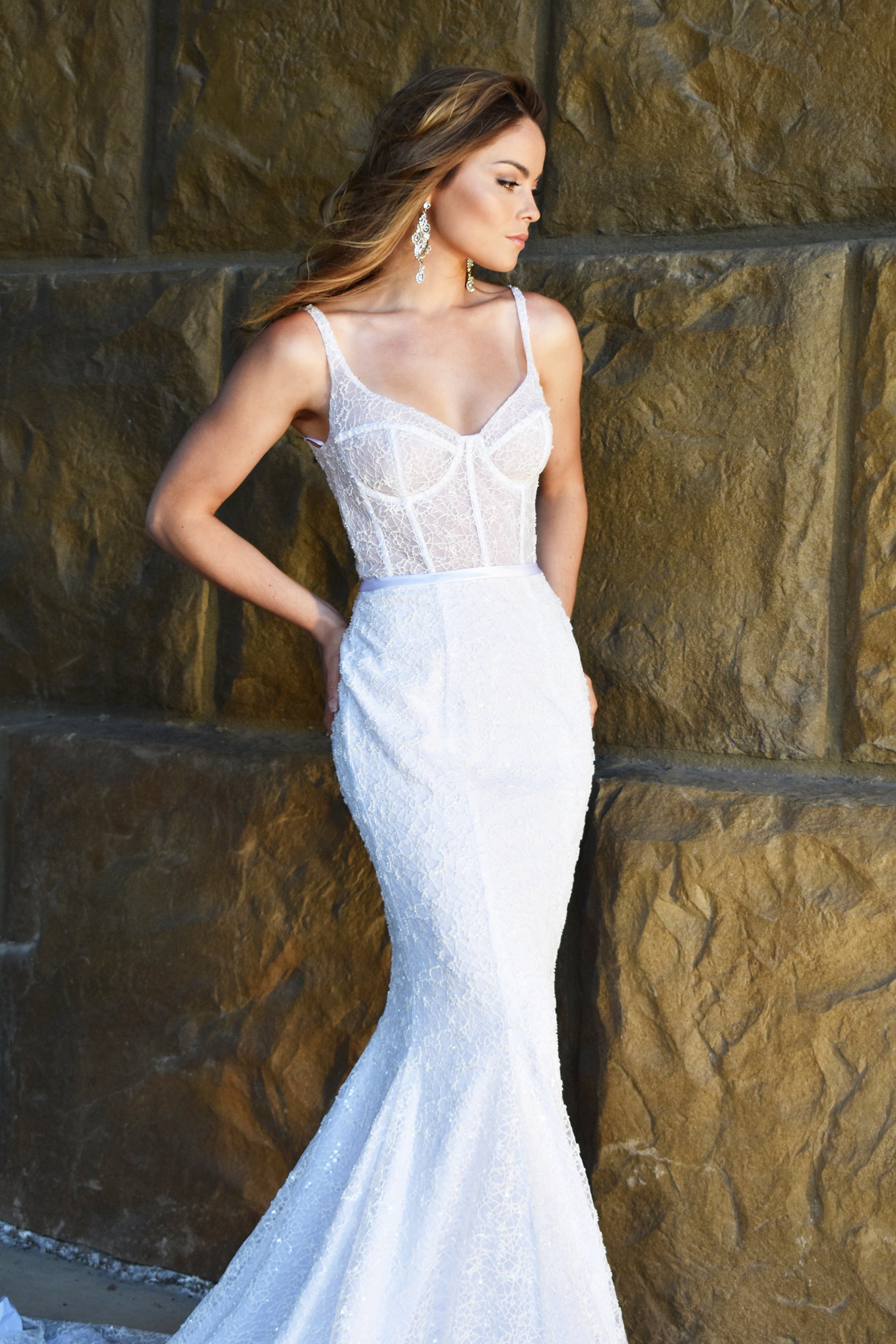 Carson Gown fitted beaded bustier bridal Gown Carson Gown fitted beaded bustier bridal Gown