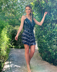 navy blue fringe dress