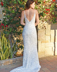rene the label white low back sequins dress