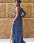 one shoulder sequin dress