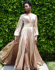 champagne long sleeve dress