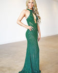 emerald green sheer dress