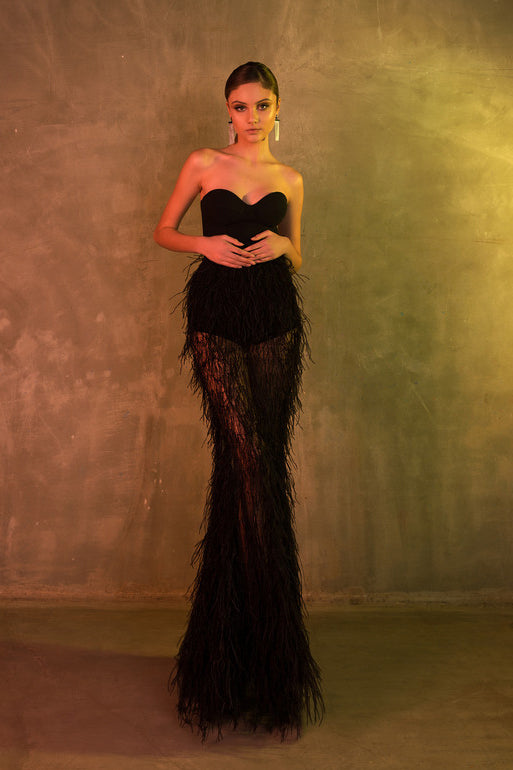 Wona 19229 Black feather dress Wona 19229 Black feather dress