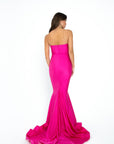 hot pink strapless prom dress
