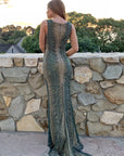 rene the label dlynn gown green beaded