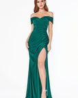 emerald green off the shoulder bridesmaid