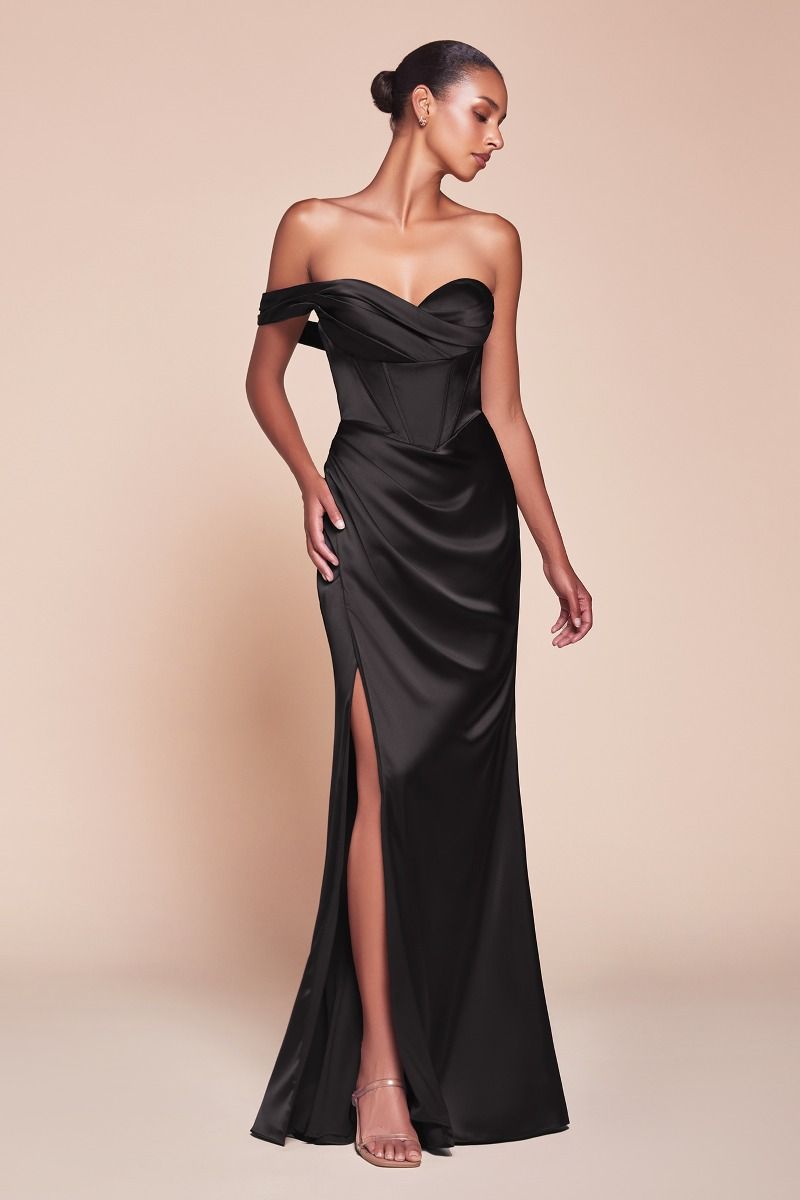 Ladivine 7448 Elegant Formal Satin Gown Mia Bella Couture Ladivine 7448 Elegant Formal Satin Gown Mia Bella Couture