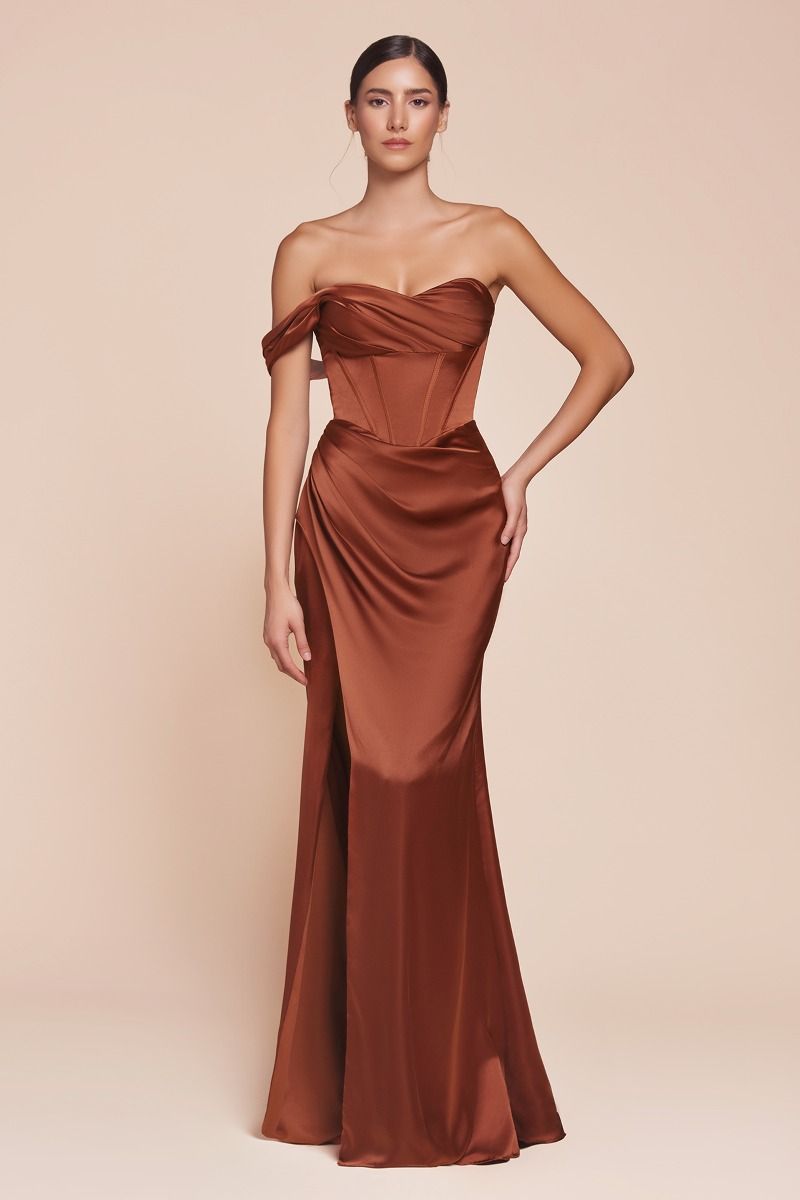 Ladivine 7448 Elegant Formal Satin Gown Mia Bella Couture Ladivine 7448 Elegant Formal Satin Gown Mia Bella Couture