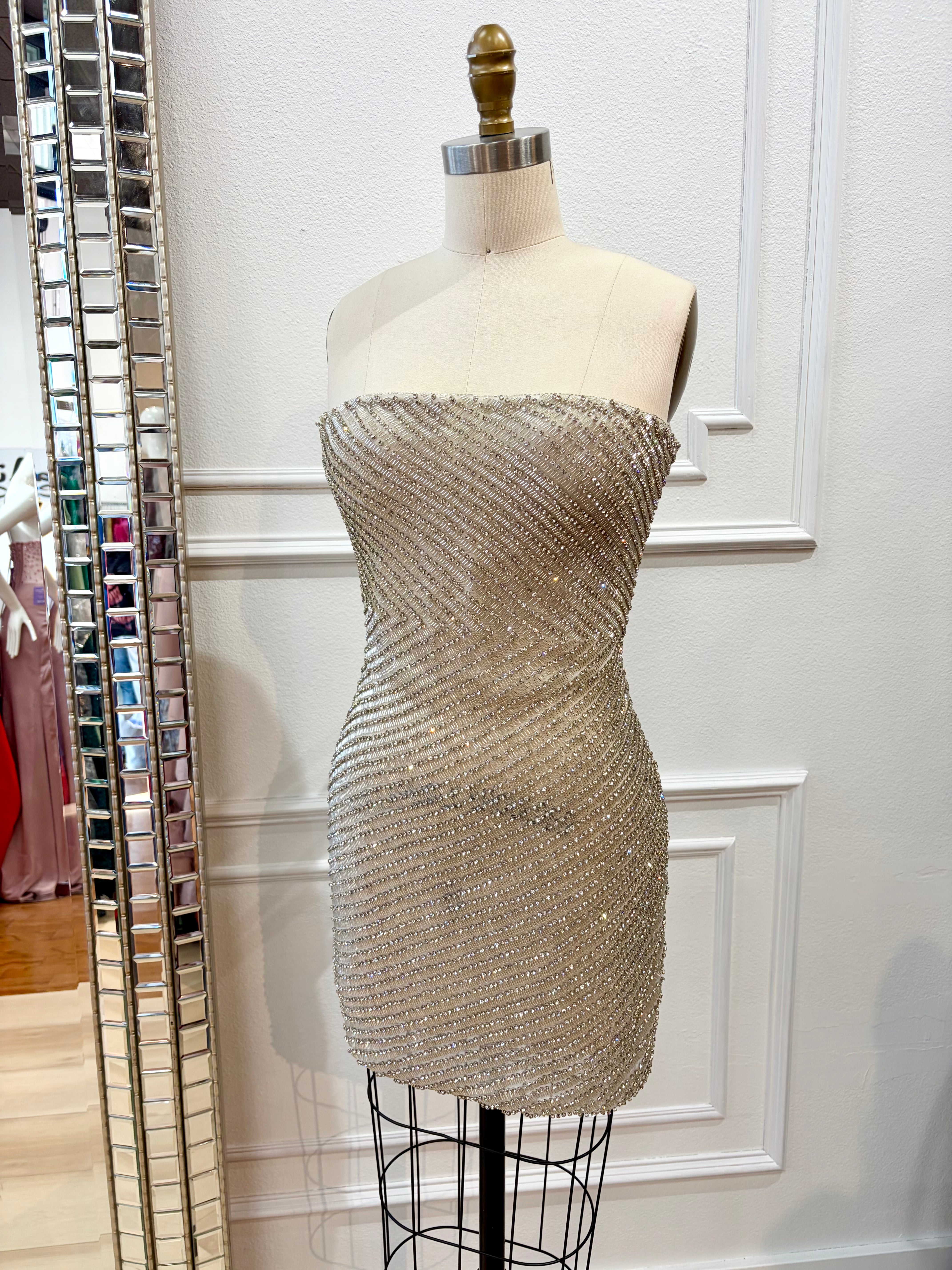 mirrorball prom dress Long A-Line Shimmer Prom Gown with Sheer Sequin Bodice Emerald / 4