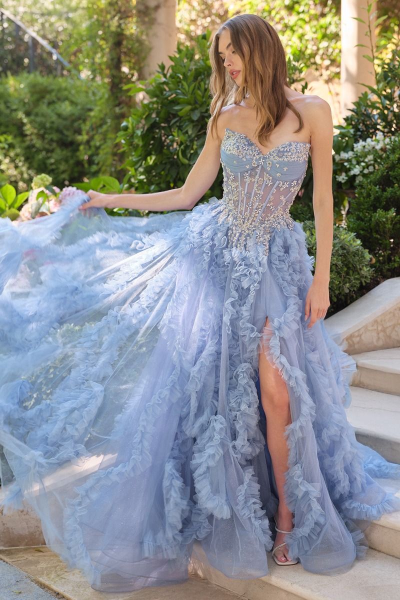 Andrea & Leo A1483 Cascaded Ruffled A-Line Sweetheart Corset Ball
