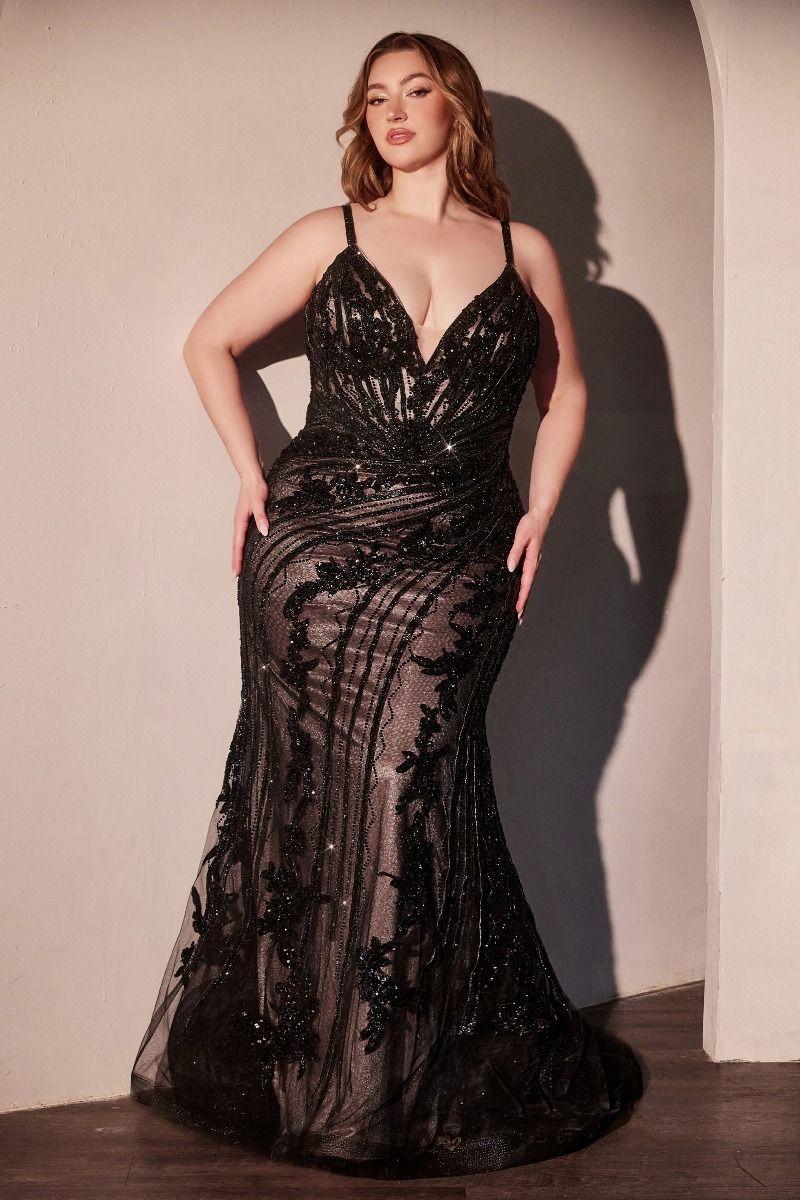 Ladivine CC0389 Fitted Embellished Formal Gown with Plunging