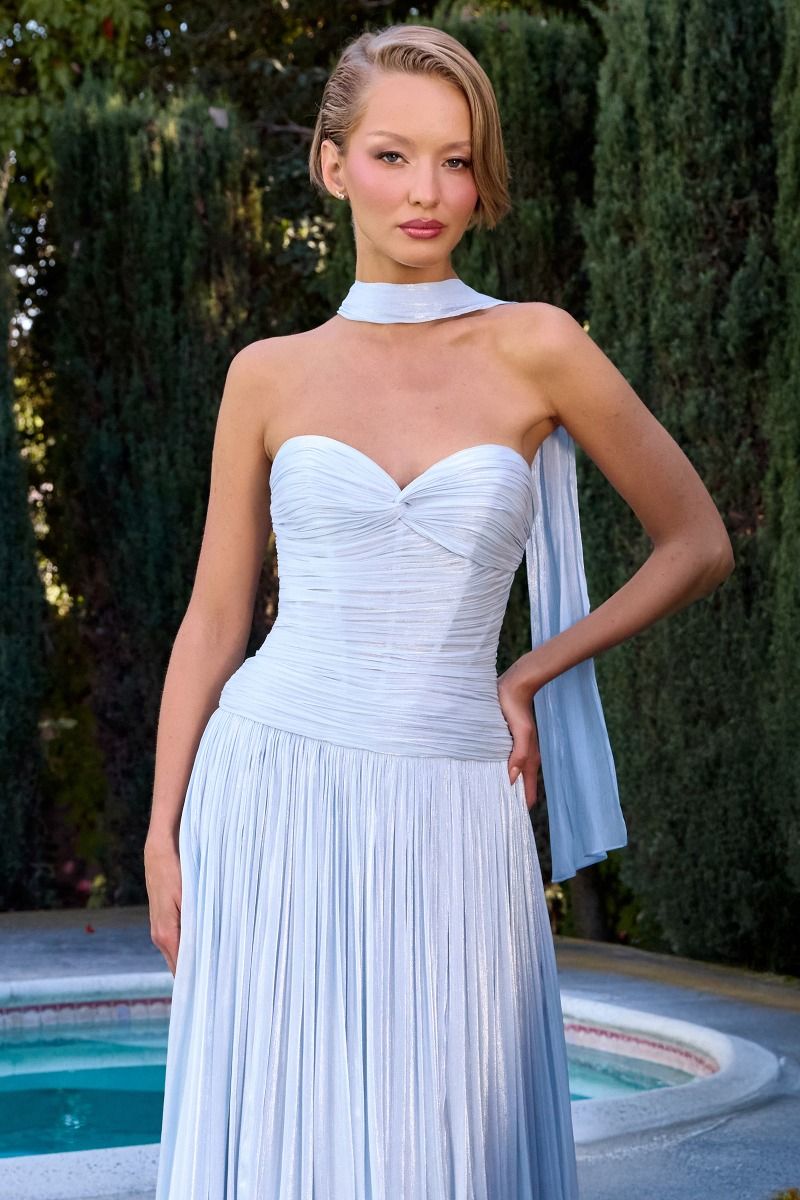 LaDivine CD414 Strapless Sweetheart Luminescent Chiffon A-Line