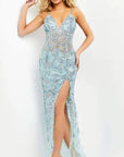 Jovani style 05872 light blue beaded prom dress