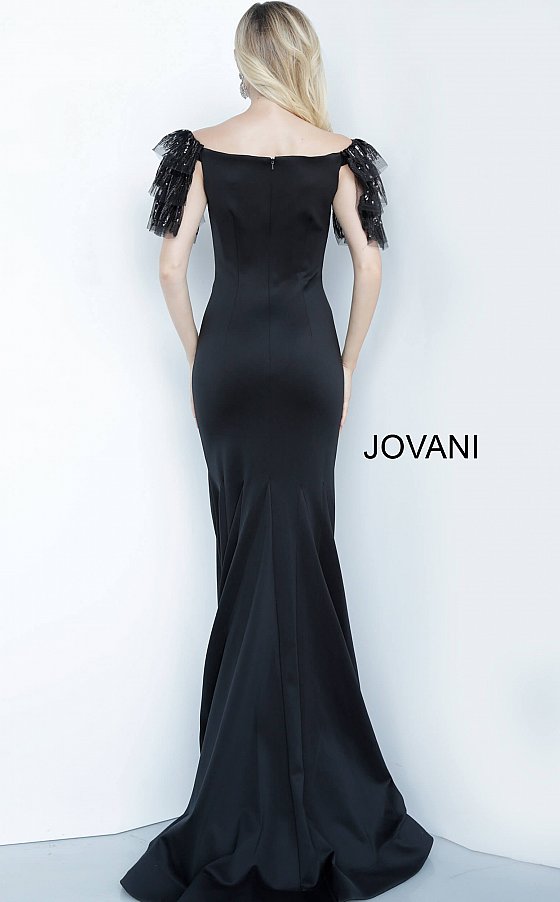 Jovani 1089 black satin long dress
