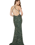 low back green prom dress