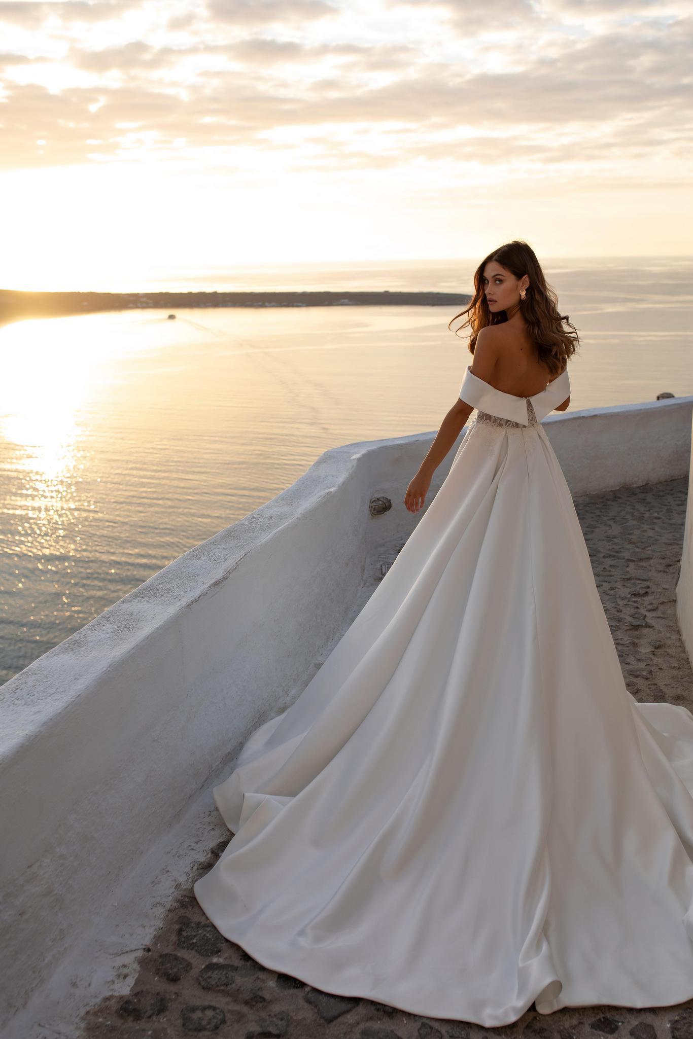 Ricca Sposa 21021 off the shoulder aline bridal gown