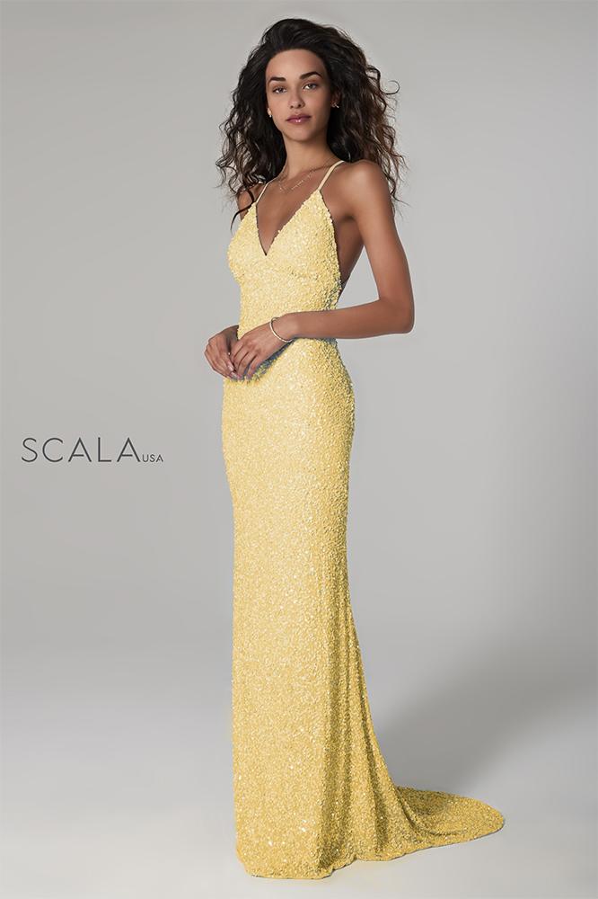 scala 47551 banana yellow prom dress