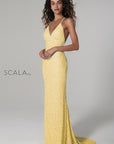scala 47551 banana yellow prom dress