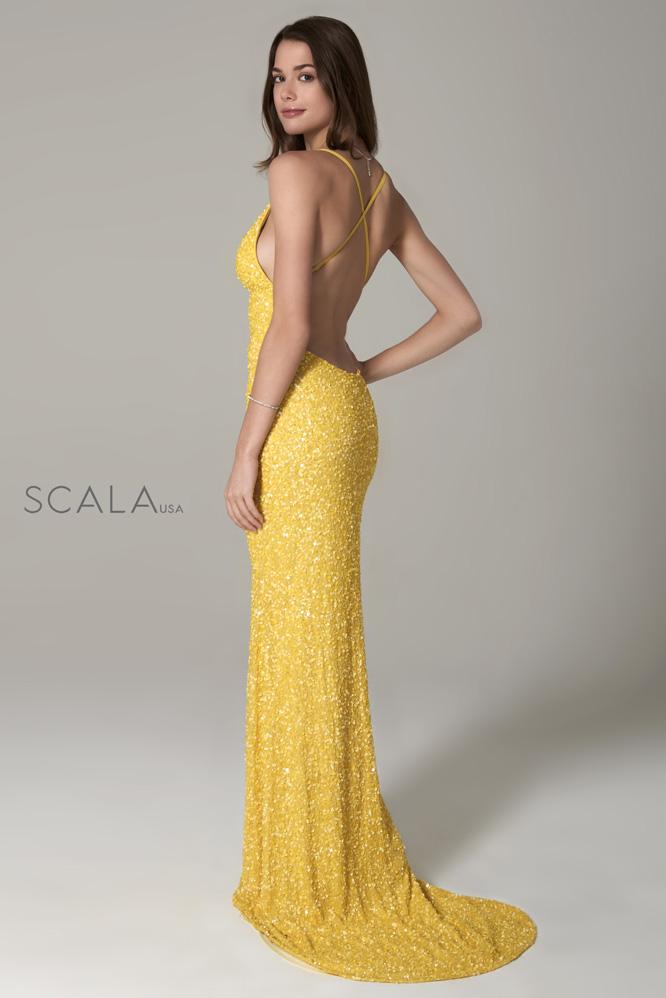 scala 47551 banana yellow prom dress