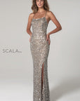 scala 60100 silver sequins prom dress