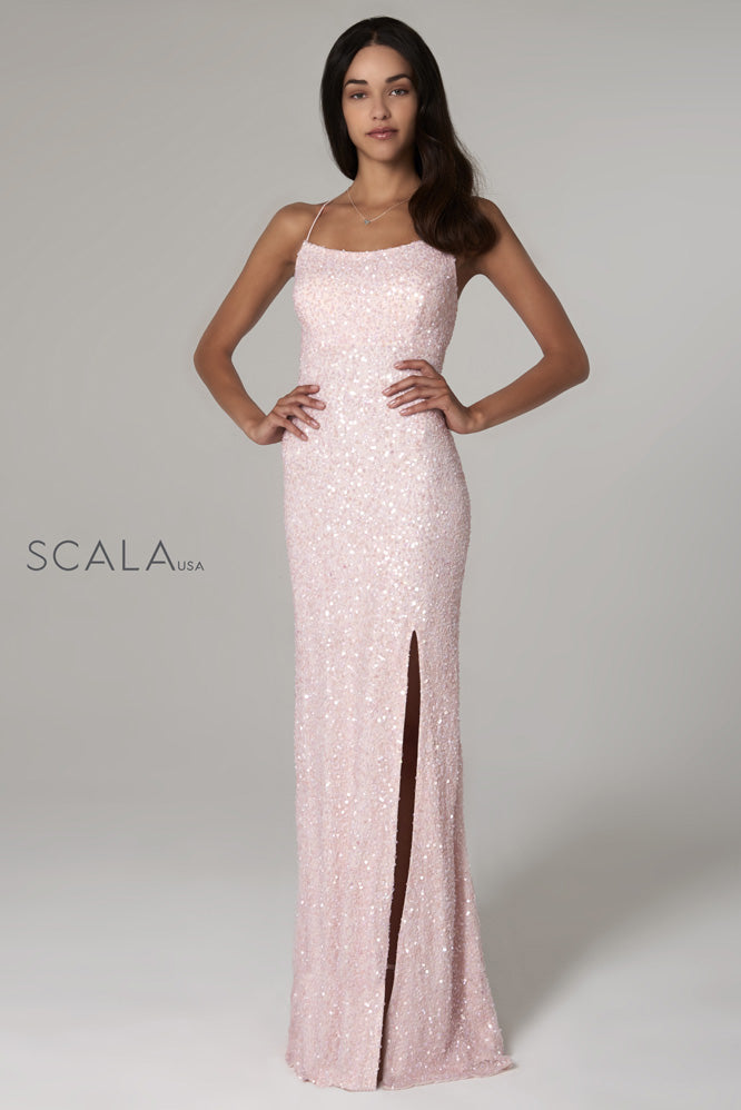 scala 60100 pink sequins prom dress