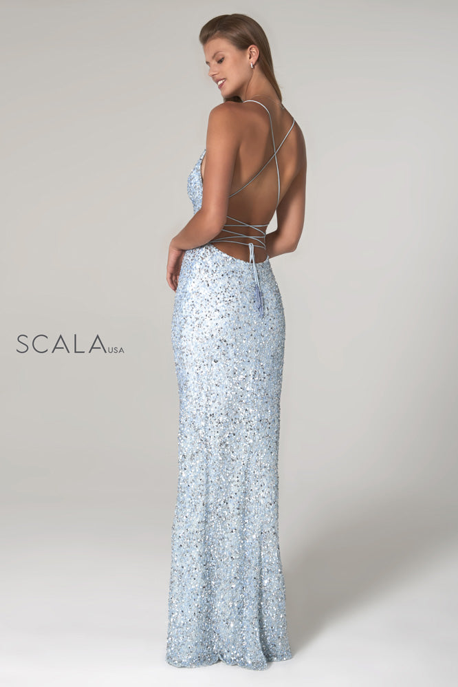 Scala 60116 Ice blue sequins prom dress 2 / Lavender Silver