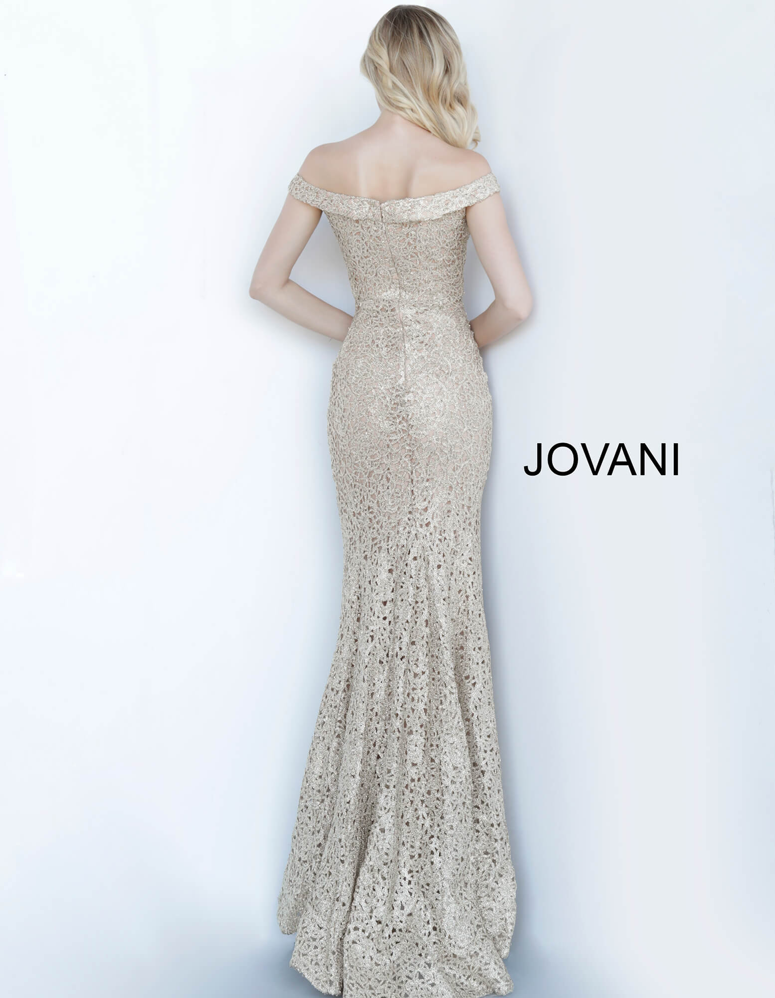 jovani off the shoulder gold mother of the bride dress