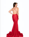 Atria 6534 red low back prom dress