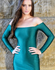 off the shoulder emerald green long mermaid dress 