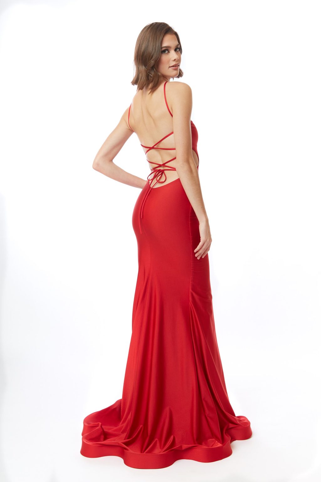 Atria 6708H red halter dress