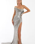 nicole bakti 7038 silver sequins dress