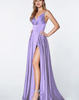 lavender purple satin prom dress