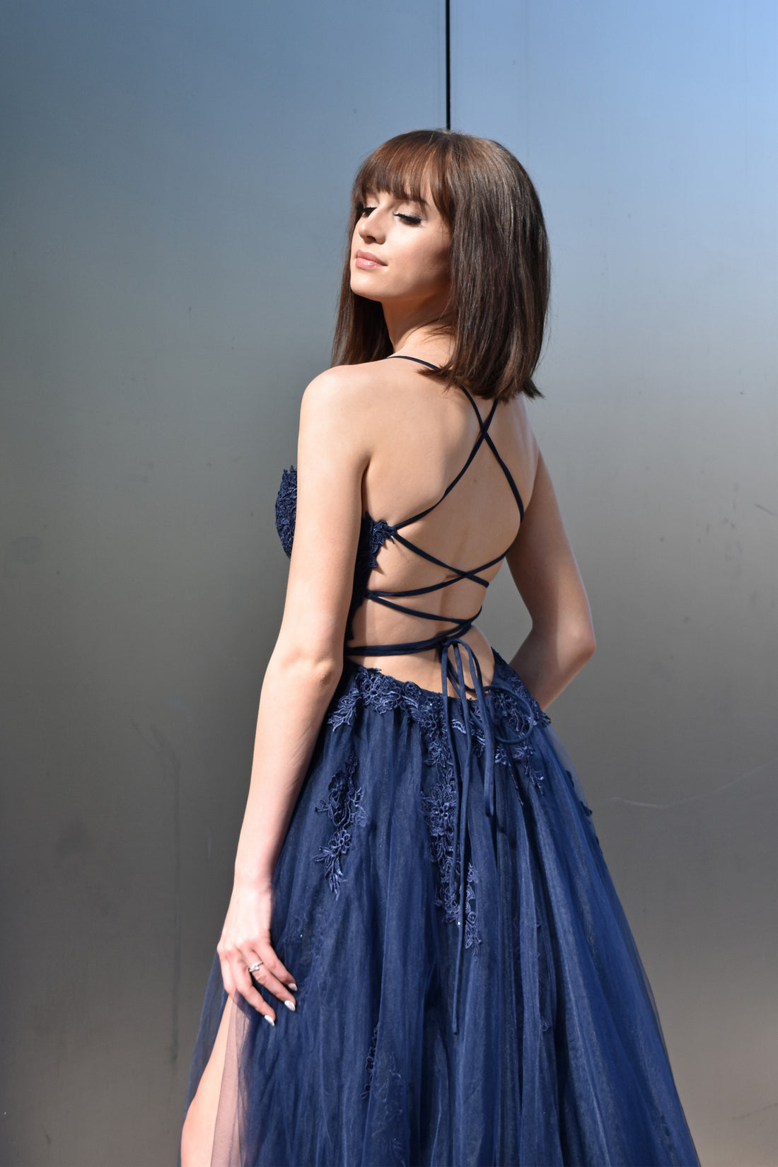 alisha gown navy blue