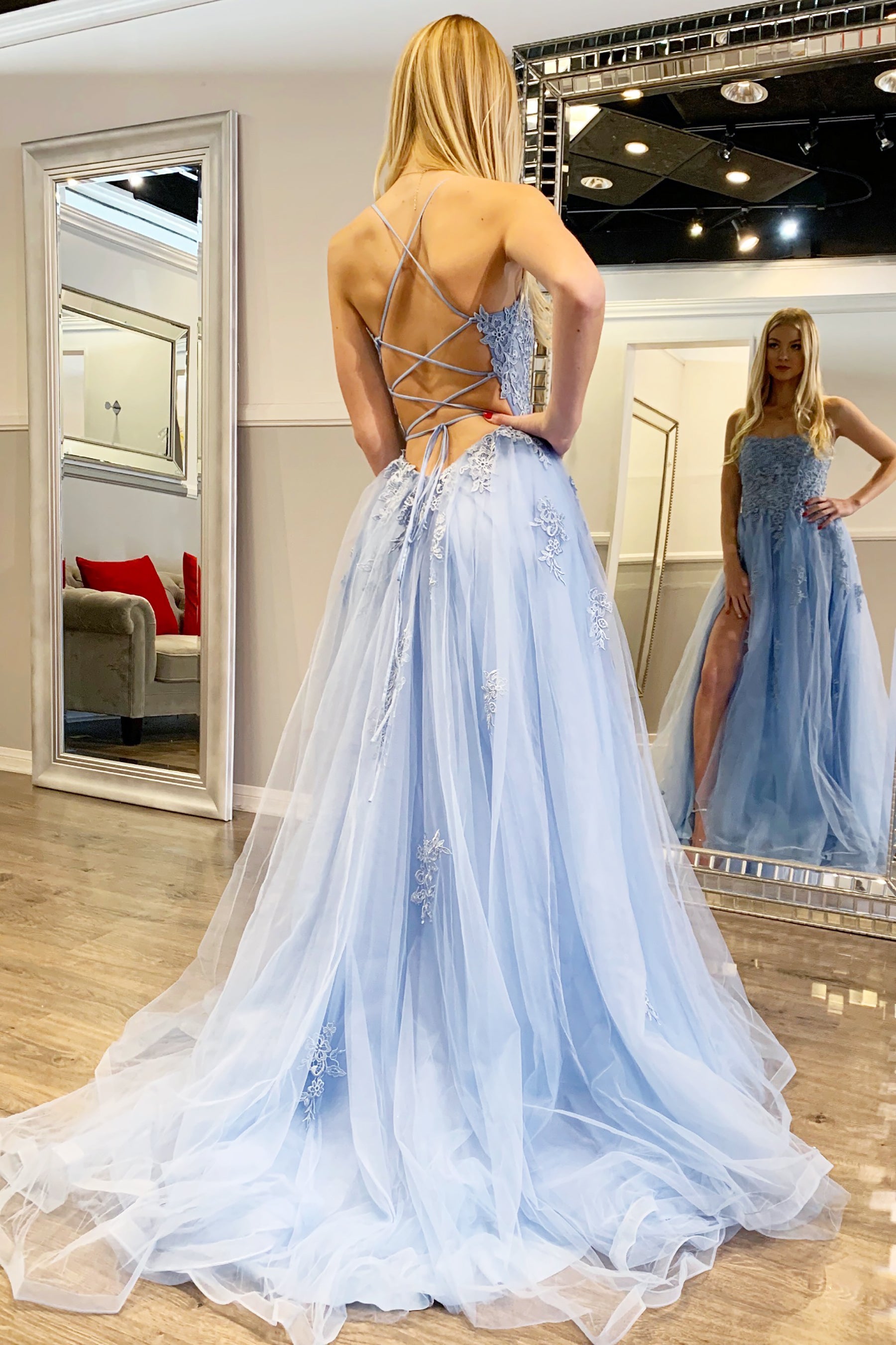 alisha light blue prom dress
