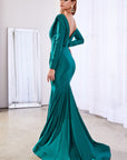 Green Long sleeve fitted stretch jersey gown