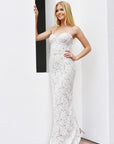 white lace bustier bridal dress