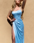 rene the label dylan gown blue satin prom dress