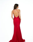 red halter long dress with low back