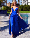 royal blue sexy 2 slit prom dress