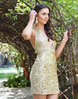Rene the label gold sequin short dress